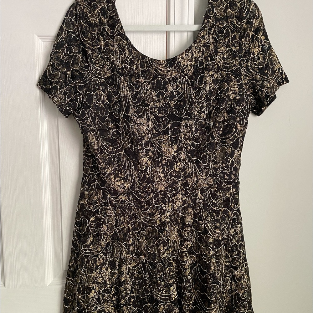 Black and gold mini dress